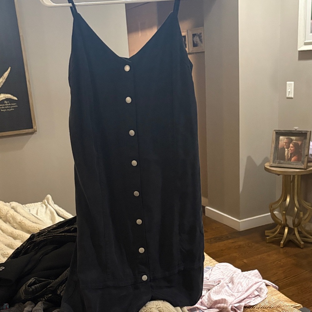 Vince Camuto Black Button-Down Mini Dress
